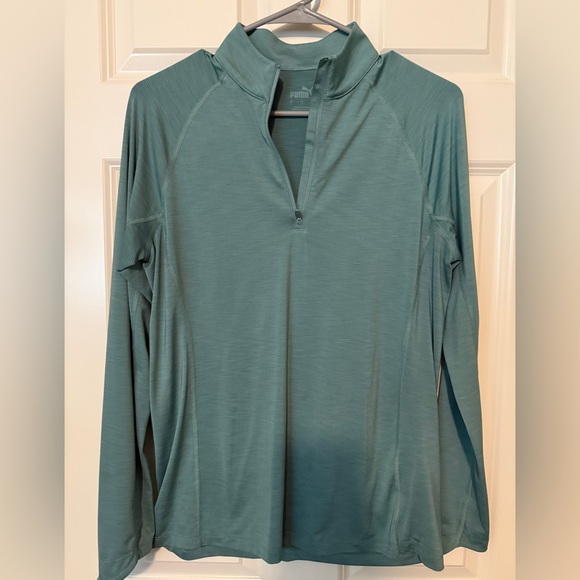 Puma Women's Teal Long Sleeve 1/4 Zip - Picture 1 of 3